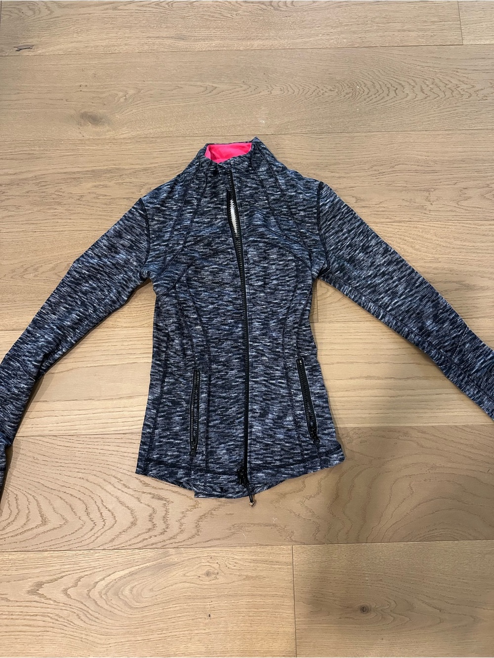 lululemon athletica Heathered Navy Zip Jacket with Pink Collar
